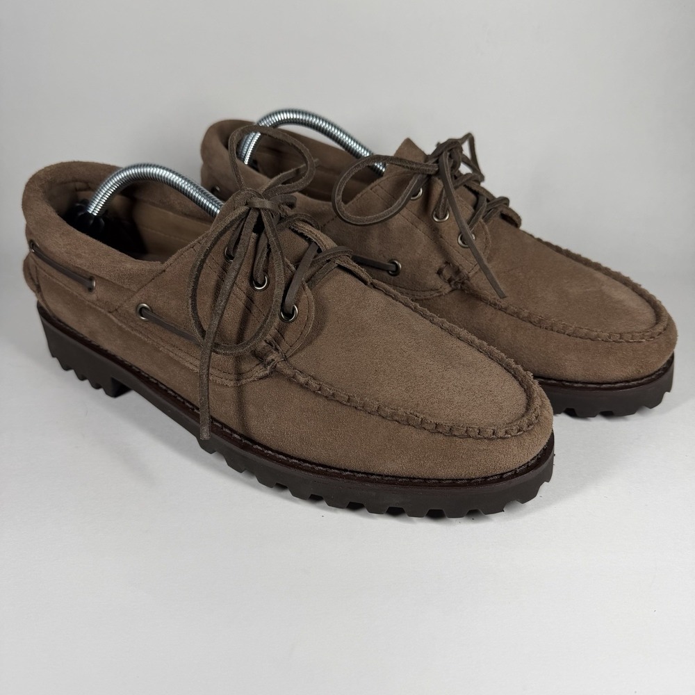 L.L. Bean Men's Size 11 D Brown Allagash Suede Handsewn Moc 3-Eye Boat Shoes